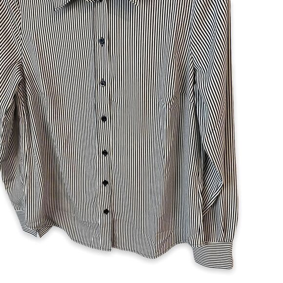 H&M Long Sleeved Back And White Striped Blouse Top - Picture 2 of 6